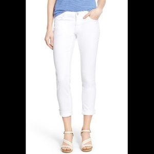 Caslon White Stretch Denim Crop Boyfriend Jeans 24